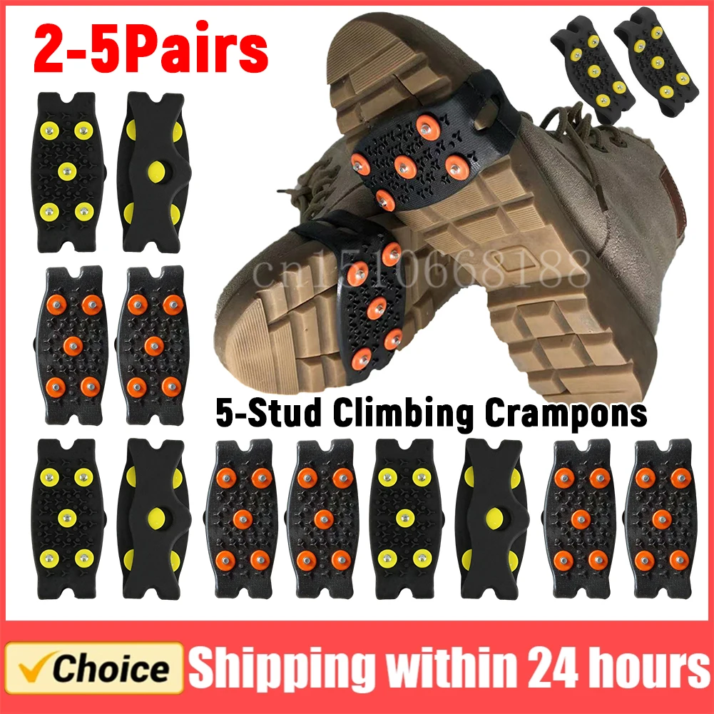 5-Zahn-Schuhe, Eisstollen, Steigeisen zum Klettern, rutschfest, für den Winter, Eisklauen, Unisex, Bergsteigen, Stollen, Wandern, Zubehör Image