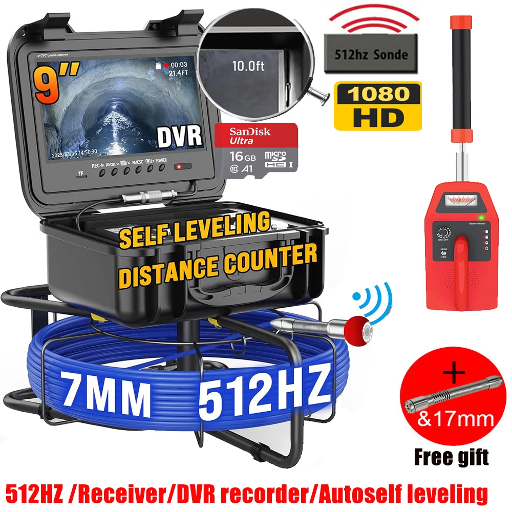 7MM 50m 512hz sonde locator Kanalisation Inspektion Kamera Wasserdichte Rohr Schlange Kamera Sanitär Abfluss Kamera kit Image