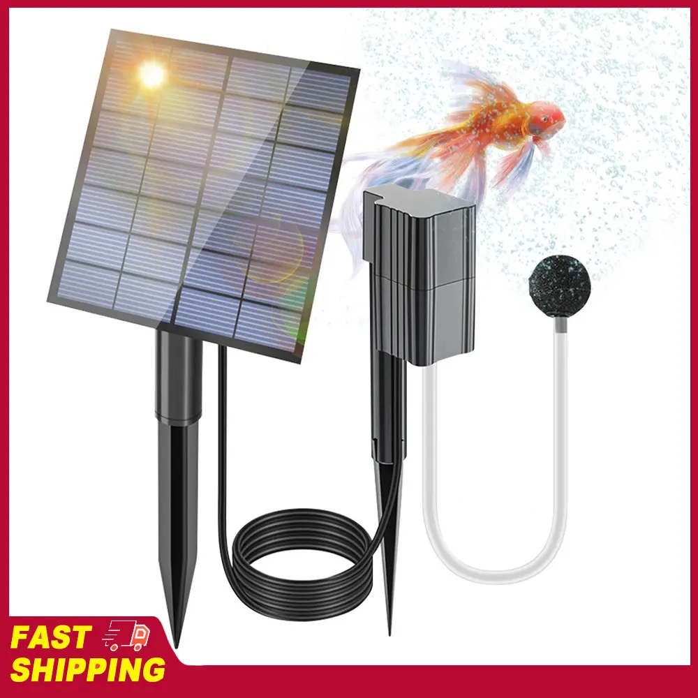 OSoxygenator 0,6L Solarpumpe Solar-Teichbelüfter 2,5W/7V Luftpumpe für Teiche mit 1 Belüftungsstein und Bodenstecker für Fischteiche Image