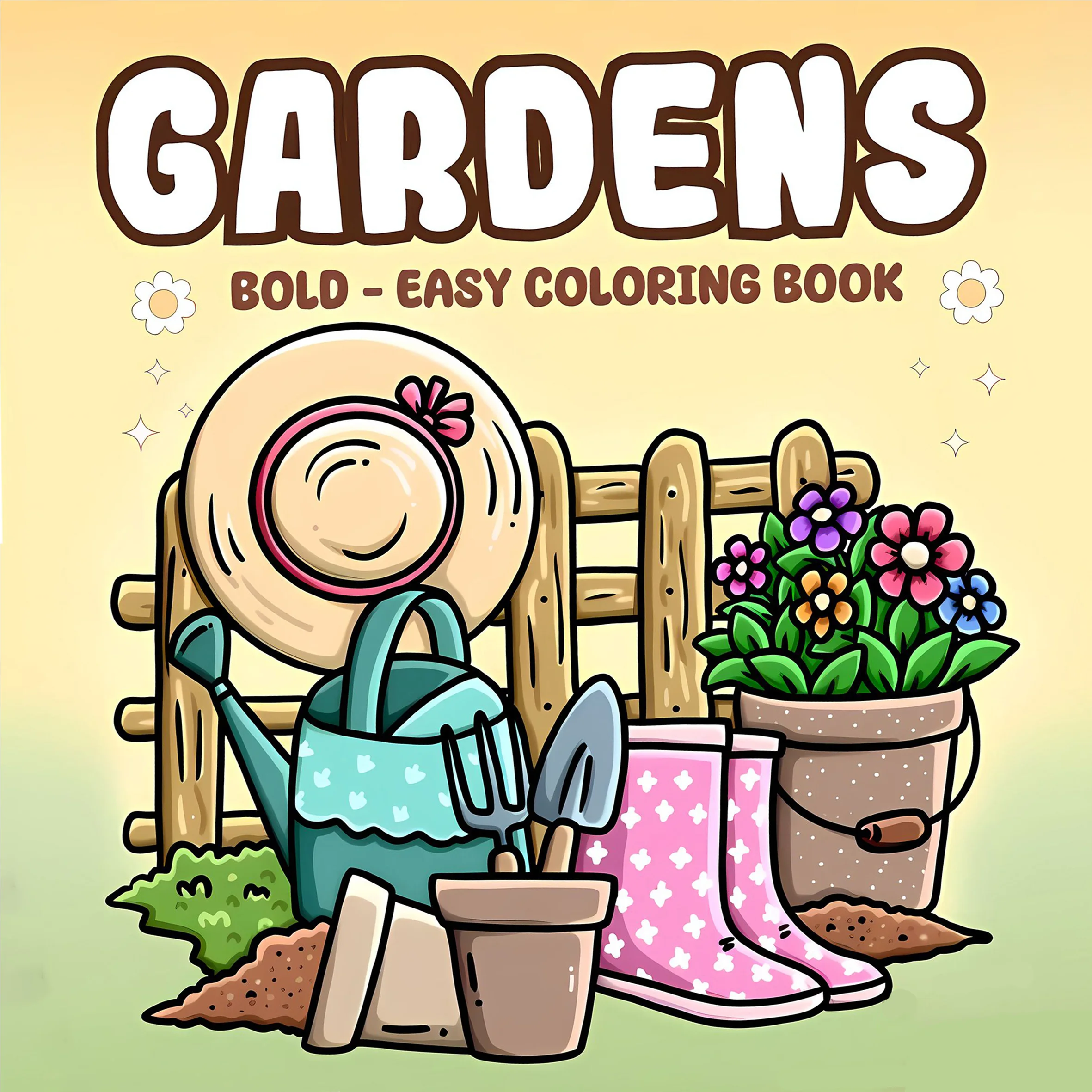 GARDENS Malbuch mit kräftigen, einfachen Mustern für Erwachsene, niedliches Zeichenbuch, perfektes Geschenk für Party und Geburtstag Image