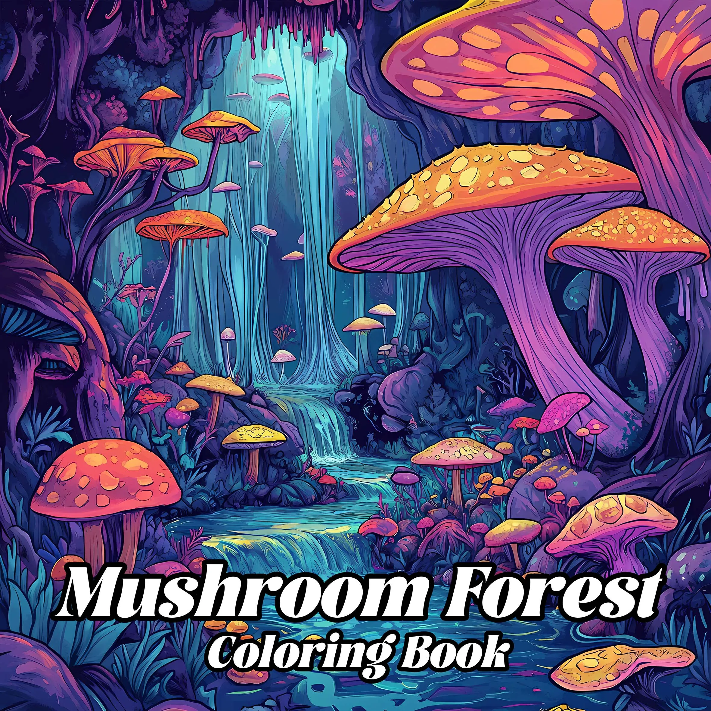 Mushroom Forest Malbuch für Geburtstagsfeier, Stress abbauen, Zeit totschlagen, Graffiti-Malerei, Zeichnung, Kunst, Bilderbuch für Erwachsene