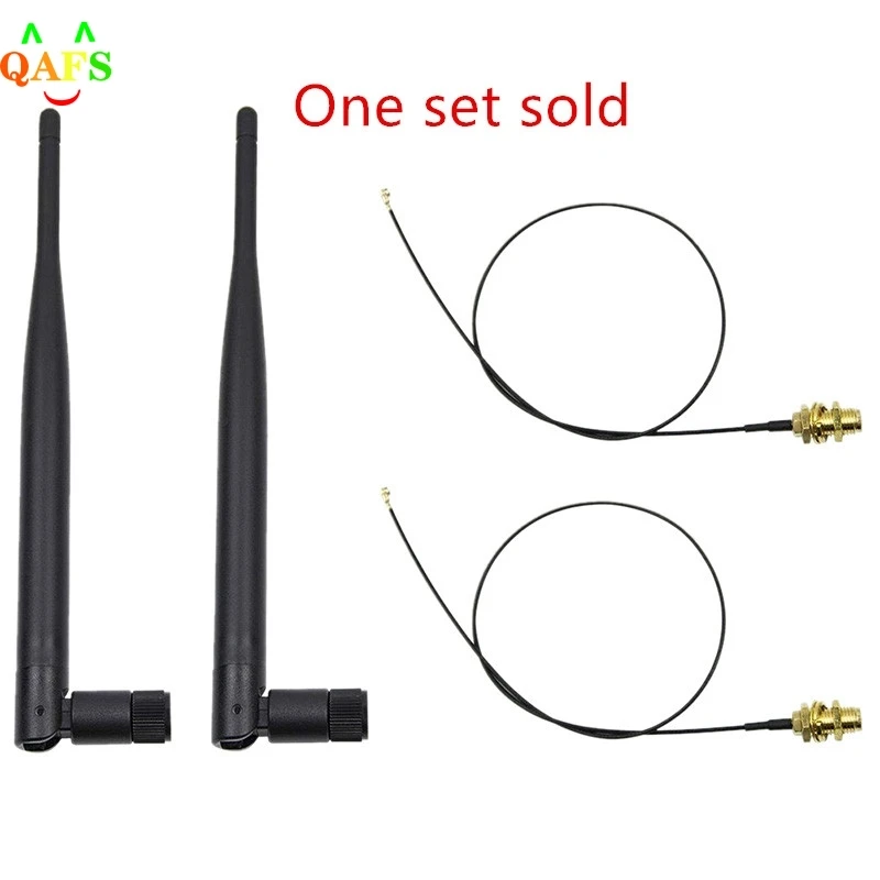 6dbi 2,4 ghz 5ghz dual band wifi RP-SMA antenne 1x12cm u. fl ipex kabel n8s5 Image