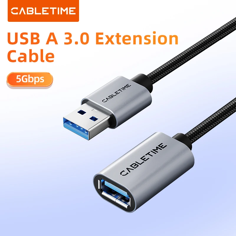 CABLETIME USB-Verlängerungskabel 5 Gbit/s 3.0 Datenkabel Schnelles Verlängerungskabel für PC TV Smart PS4 Xbox USB 3.0 Verlängerungskabel Image
