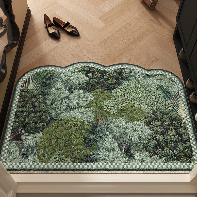 Waldgarten-Fußmatte, rustikale Fußmatten, Waldbaum-Bodeneingang, Fußmatte, Fallen, Schmutz, Brunnen, Fußmatte Image
