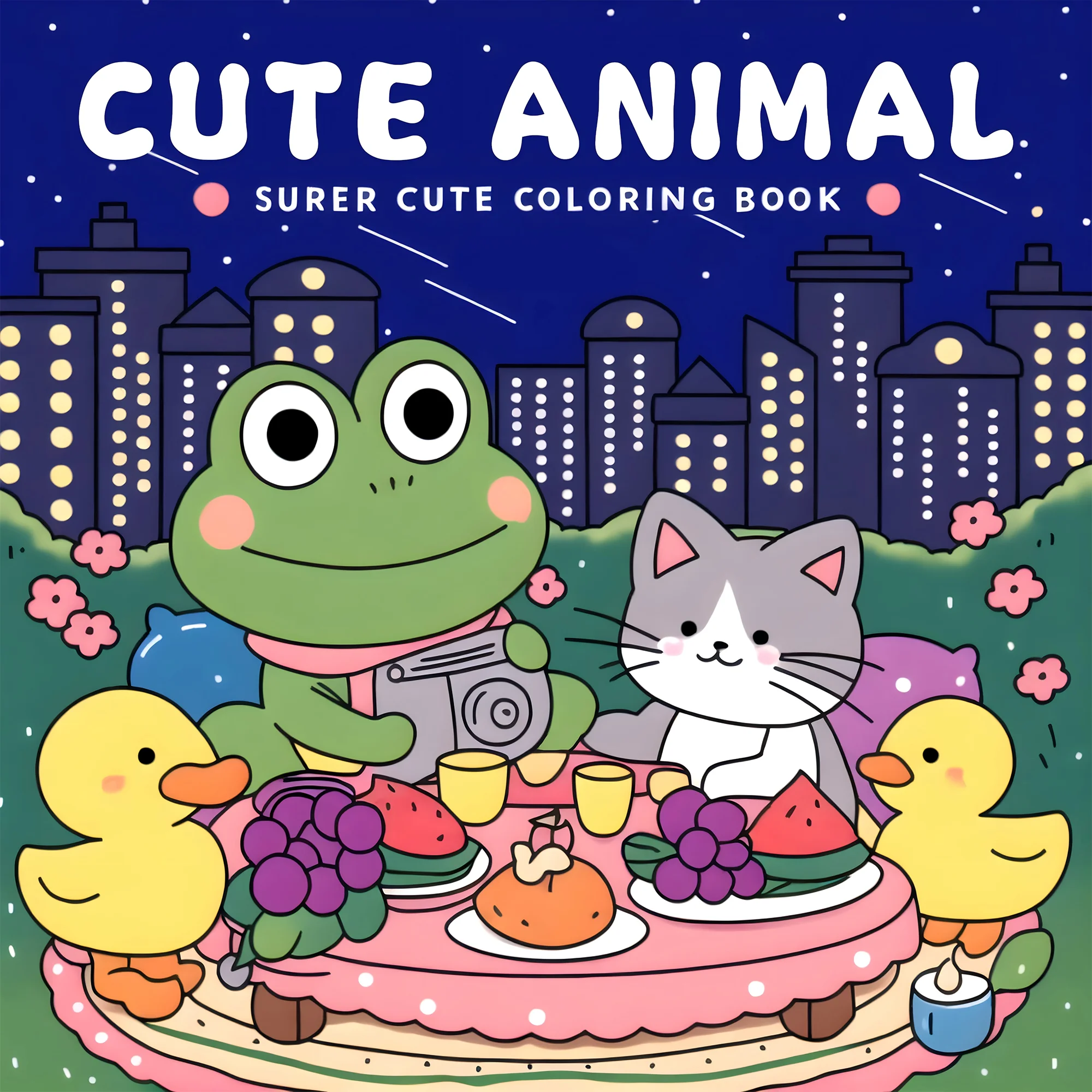 Tier-Malbuch für Kinder und Jugendliche – Entspannendes Bilderbuch mit Freundschaftsmotiv und 24-seitigen niedlichen Tierzeichnungen