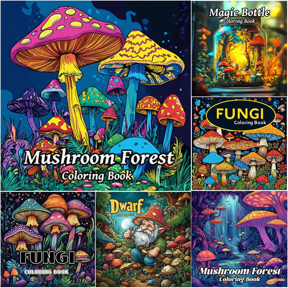 1pc Kunst Malbuch 24Page Malbuch Geschenk Für Geburtstag Stress Lindern Zeit Töten Graffiti Malerei Zeichnung Pilze Wald