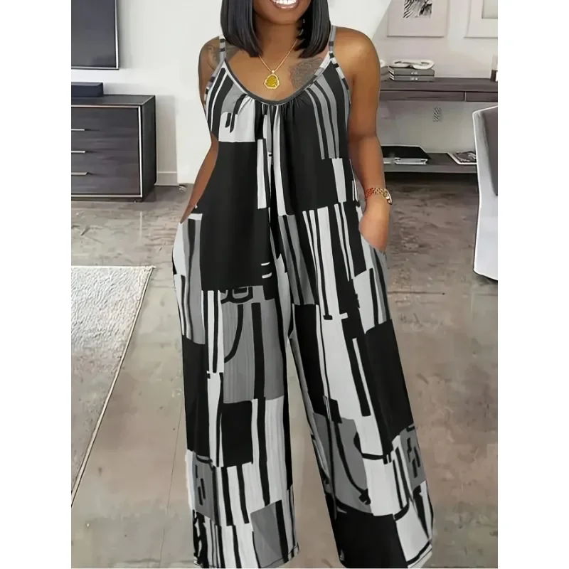 Plus Größe 1XL-5XL Damen Casual Fashion Bedrucktes Leibchen Pendeln Vielseitiger Overall Image