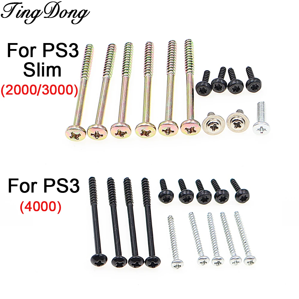 1/2 Satz komplette Schrauben für PS3 Slim 2000/3000, PS3 4000 Spielkonsolen-Gehäuse-Reparaturteile