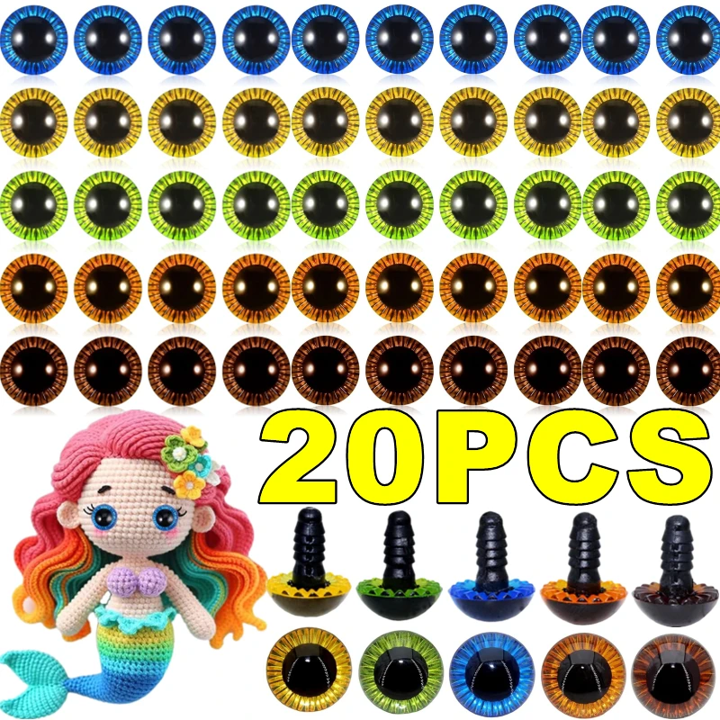 Neue 10/20PCS 3D Laser Sicherheit Augen Für Häkeln Amigurumi Spielzeug Glitter Packs Stricken Puppe Augen Für Plüsch spielzeug Zubehör 11-19mm Image