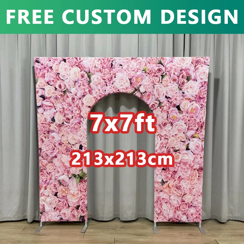 Hochzeit Willkommen Bogen Geburtstag Party Dekor Aluminium Bogen Hintergrund Stehen 7x7 Fuß Doppelseitiger Druck Für Studio Hintergrund Image