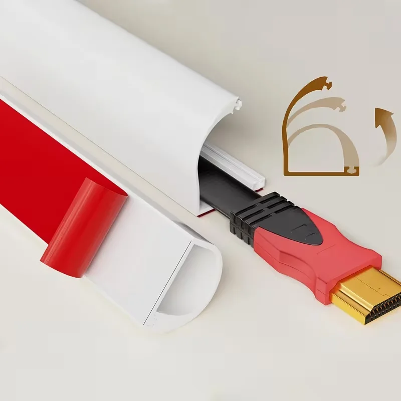 1pc 1/3/5m Selbstklebende Wand Kabel Versteckter Raceway Wand Halterung Kabel Concealer PVC flexible Kabel Schutz Home Office Image
