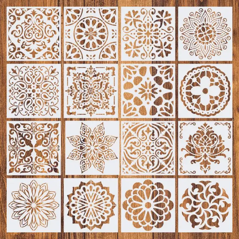 1Set wiederverwendbare Schablone Cut Malerei Vorlage Boden Wand Fliesen Stoff Möbel Schablonen Mandala Malerei Schablonen