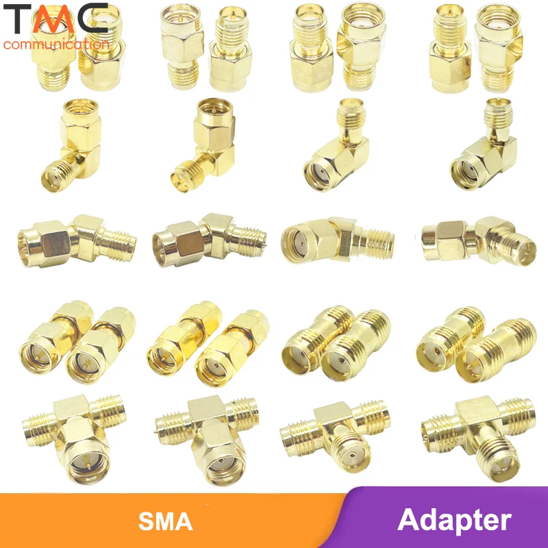 SMA-Steckverbinder-Set SMA zu RP-SMA Stecker-Buchse-Adapter RPSMA 45 90 135 Grad Winkel Gerade Koaxialstecker WLAN-Antennenverteiler Image