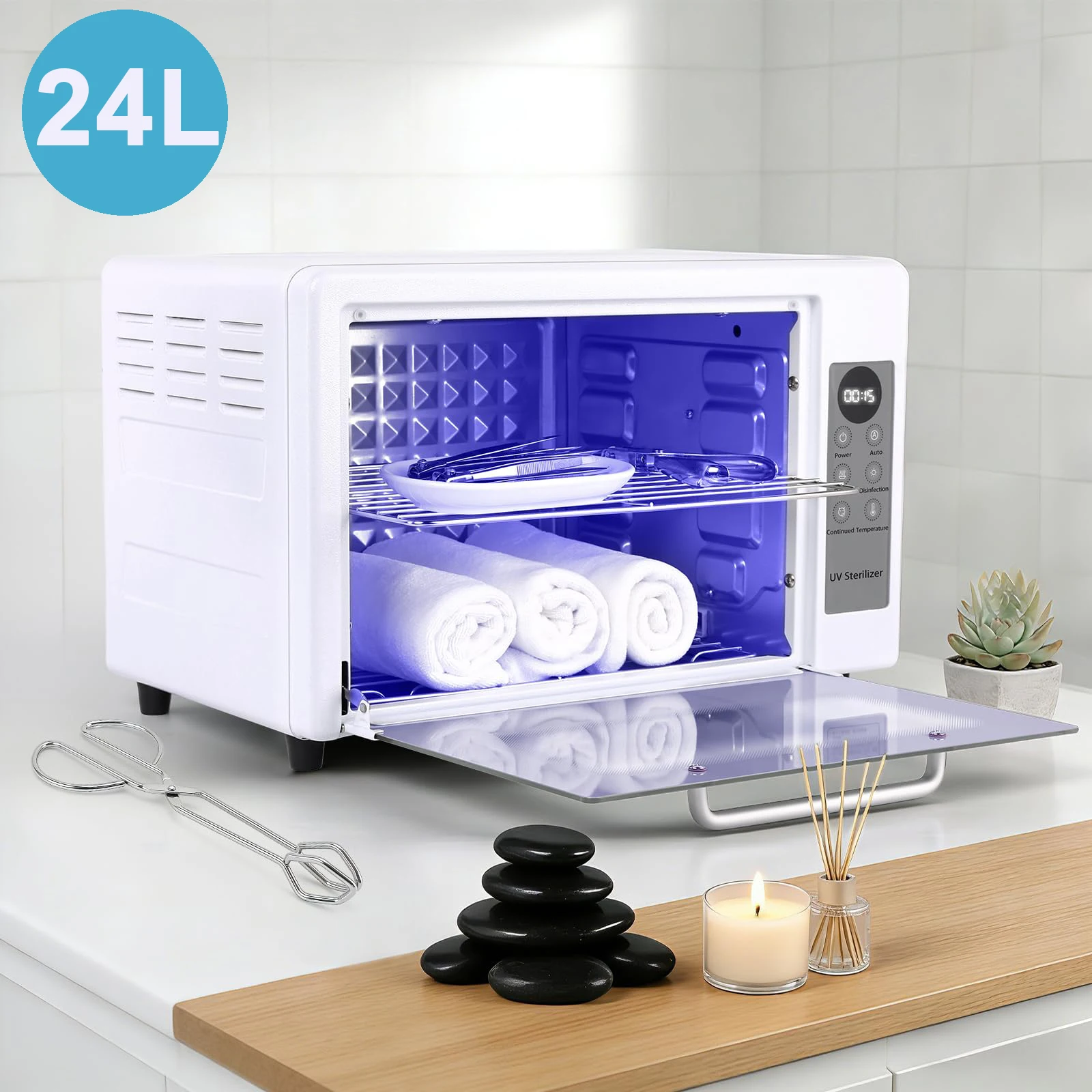 24L Sterilisator für Kosmetiker, Nageltrockner und Reinigungsschrank für Friseure, Nagelstudios, Schönheitssalons und Haushaltsreinigung Image