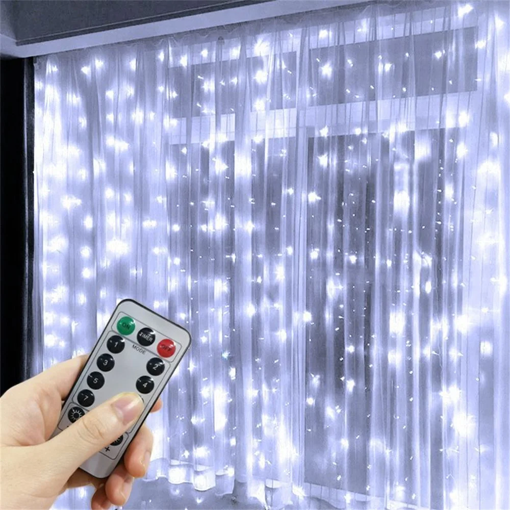 8 Beleuchtungsmodi USB-LED-Lichtvorhang Muslimische Ramadan-Dekoration für Zuhause, Außenbereich, Hochzeit, Girlande, Eid Mubarak Lichterkette Image