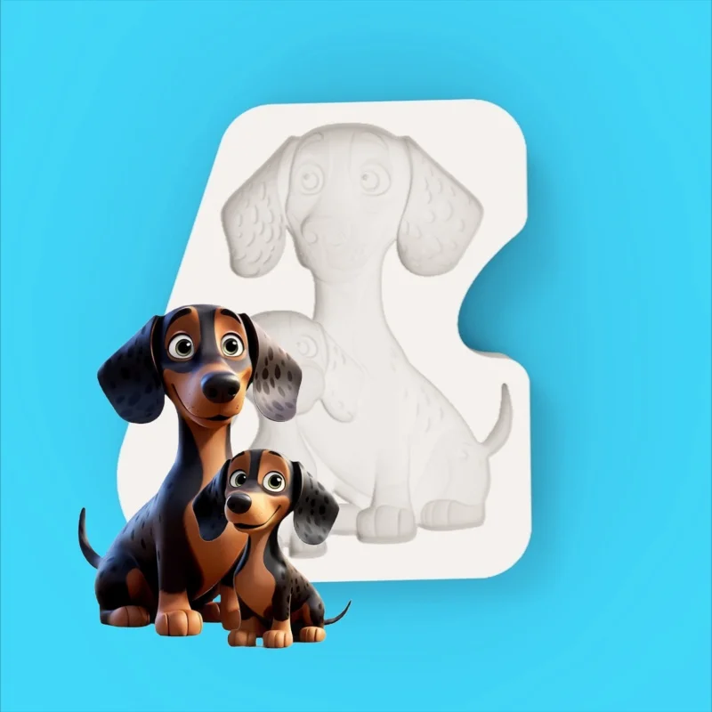 [Cartoon Dackel Silikonform] Eltern-Kind-Stil Welpenförmiges Backwerkzeug DIY Schokoladen-Bonbon-Fondant-Kuchendekoration Form Image