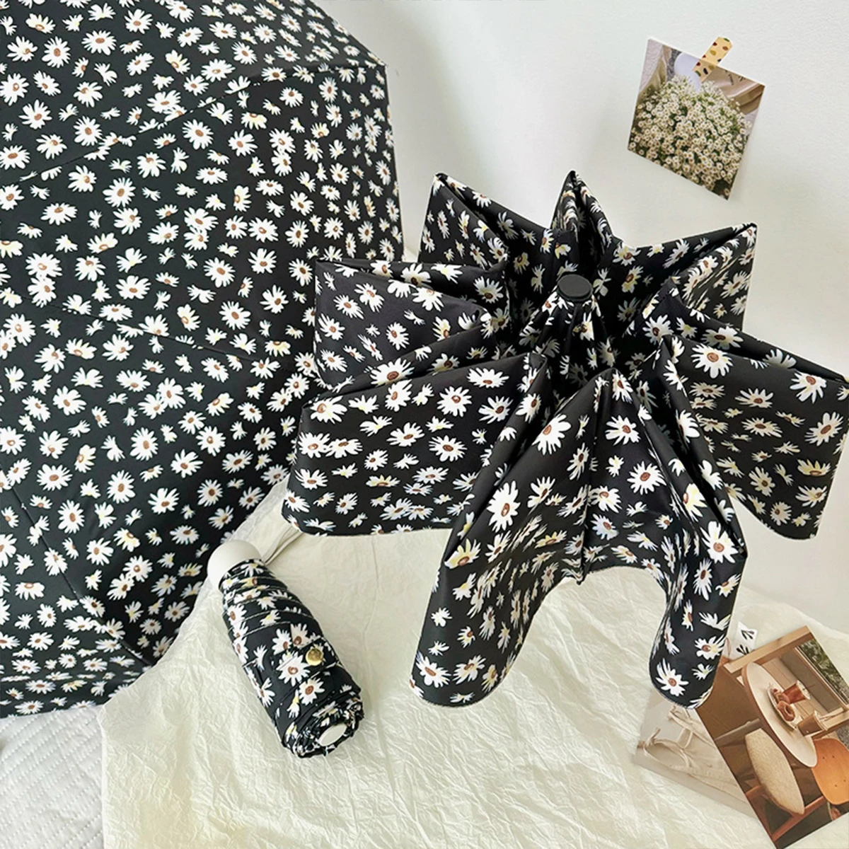 UV-Sonnenschirm, tragbarer Reiseschirm, 99 % UV-Schutz, winddicht, wasserdicht, modischer Sonnenschirm, Regenschirm, Geschenk für Männer und Frauen Image