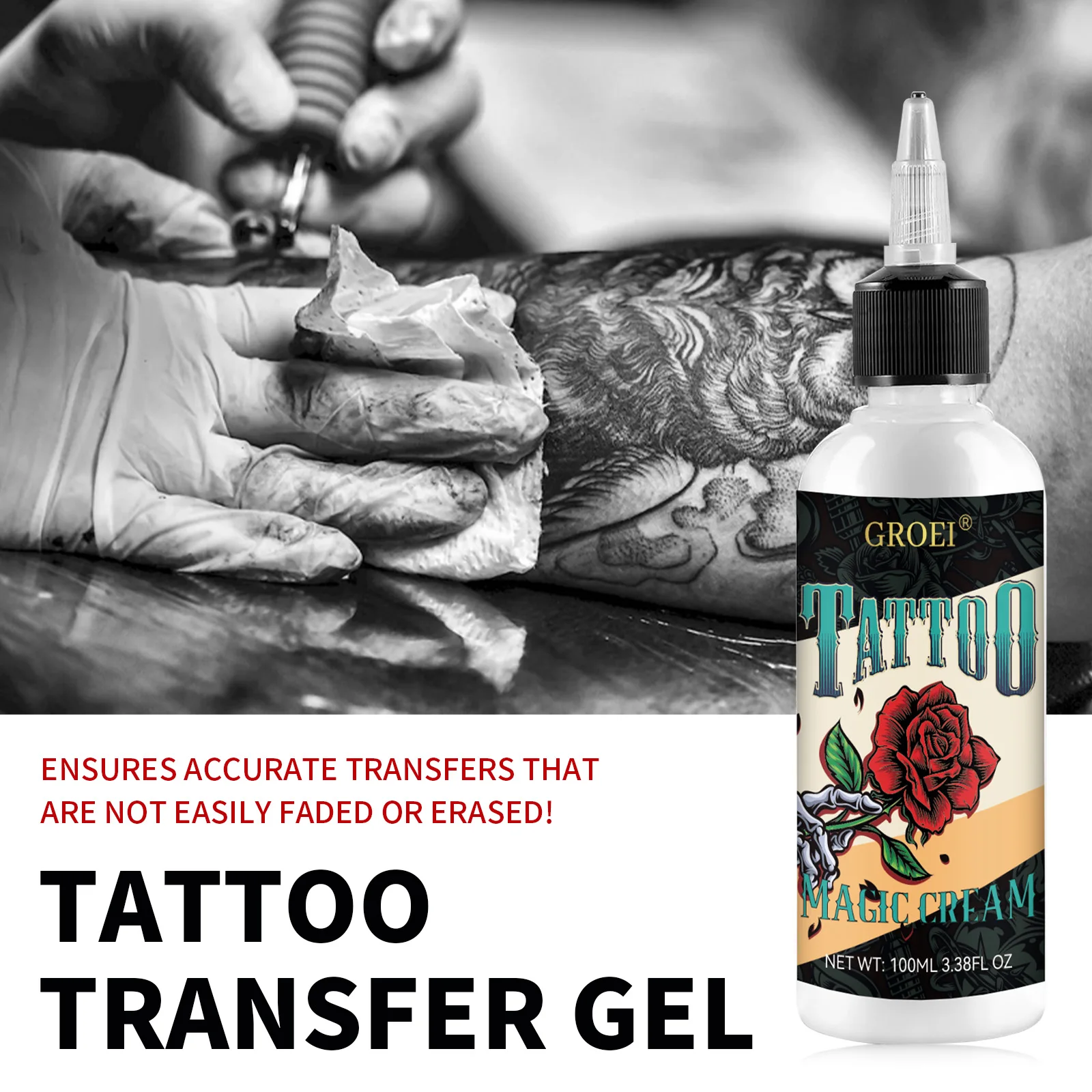 100 ml Tattoo Transfer Gel Professionelle Langlebige Haut-Freundliche Sichere Thermische Kopierer Tattoo Schablone Transfer Zeug Lösung Gel Image