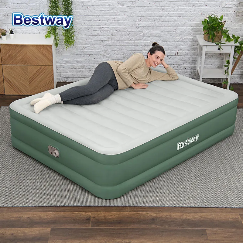 Bestway 69646 Toughlite TPU-Doppelluftbett mit integrierter elektrischer Pumpe, 203 x 152 x 46 cm, 2 Personen, bis 300 k Image