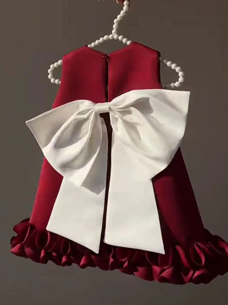 Girls Dress Winter New Children's Good-looking Sweet Bow High-end Princess Dress Girls Vest Skirt Fashion