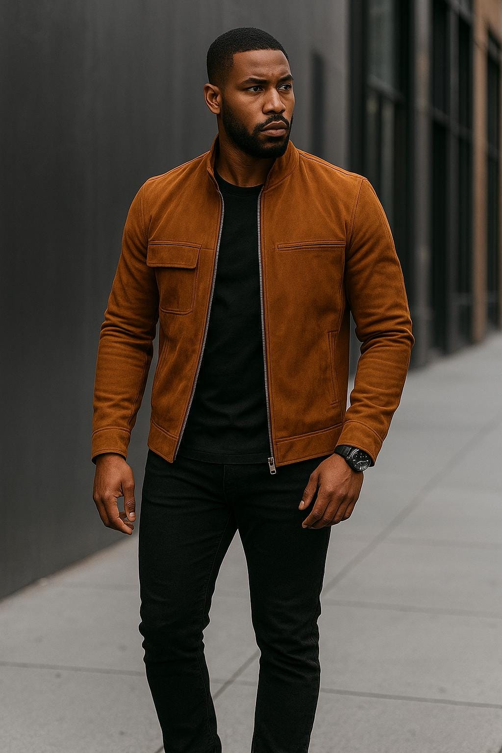 Giacca in vera pelle scamosciata da uomo / Giacca bomber slim fit / Giacca in pelle marrone chiaro, cioccolato e nero fatta a mano / Regalo per lui