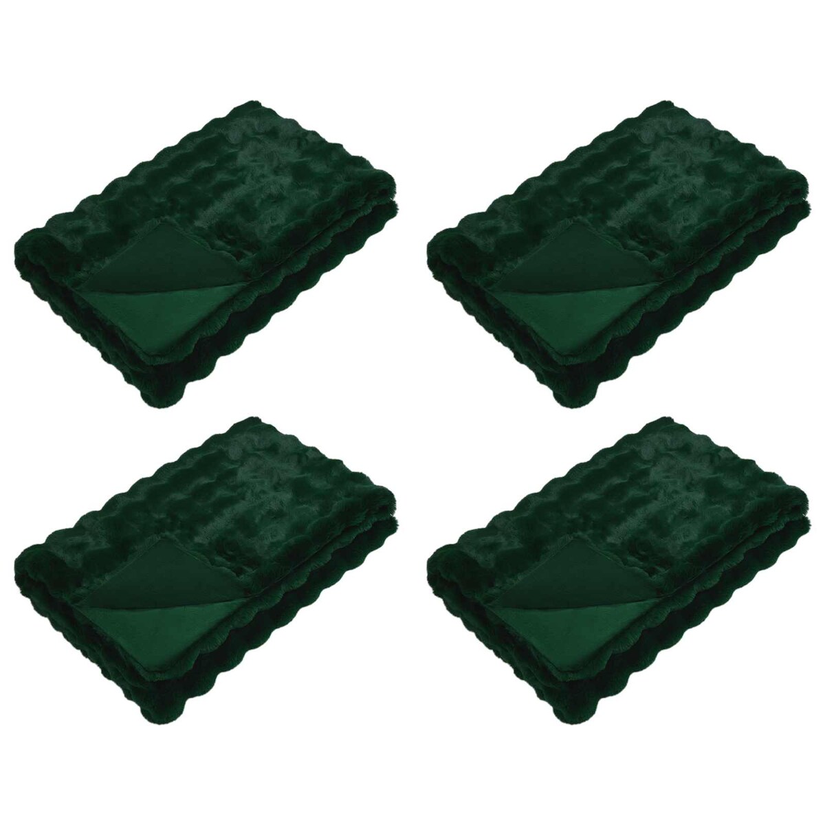 vidaXL Kunstfell Kaninchenfell Decke Olite 4 pcs Dunkelgrün Polyester Image