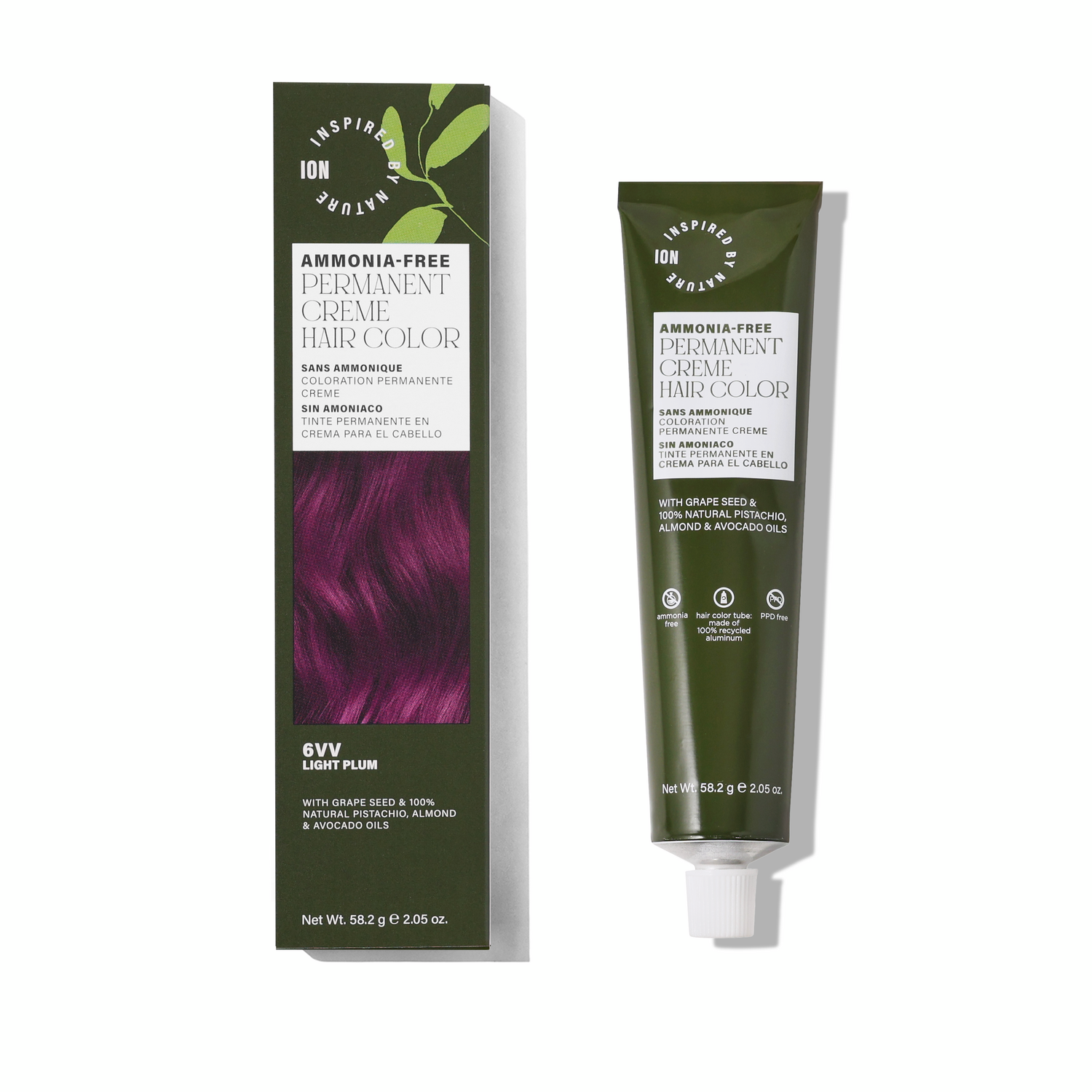 Inspired By Nature Ammonia-Free Permanent Hair Color Light Plum 6VV 2.05 Oz
