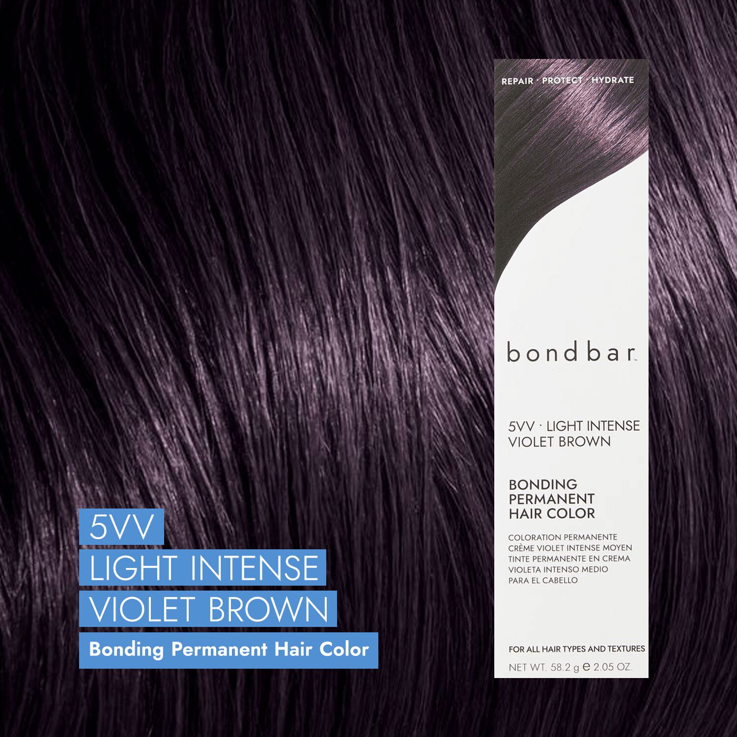 Bondbar 5VV Light Intense Violet Brown Bonding Permanent Crème Hair Color 2.05 Oz
