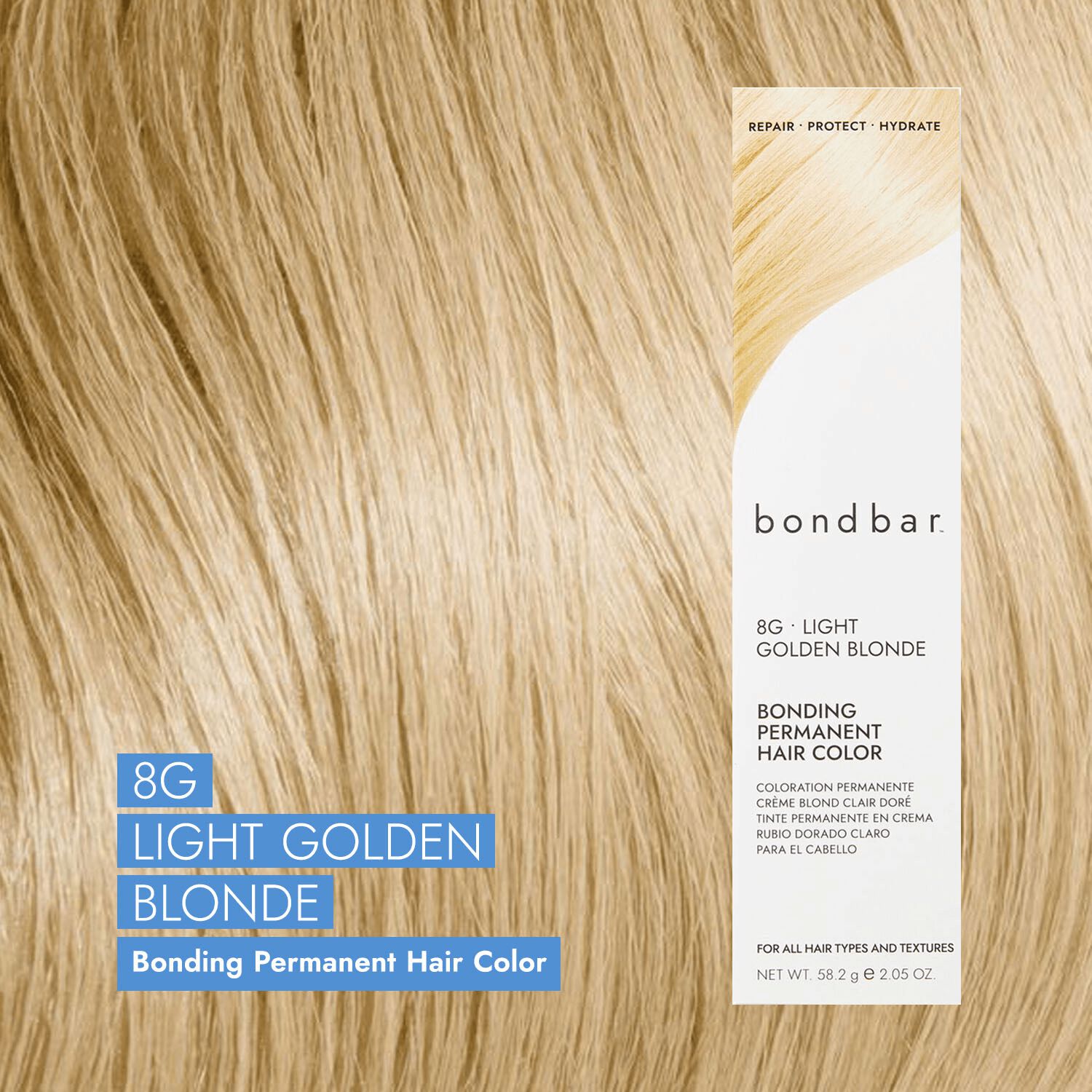 Bondbar 8G Light Golden Blonde Bonding Permanent Crème Hair Color 2.05 Oz