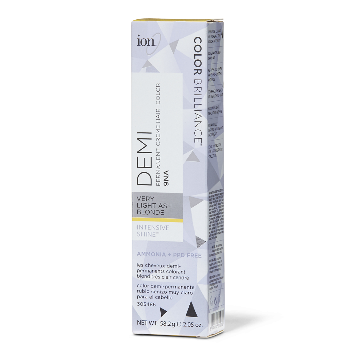 Ion Intensive Shine 9NA Very Light Ash Blonde Demi Permanent Creme Hair Color 2.05 Oz