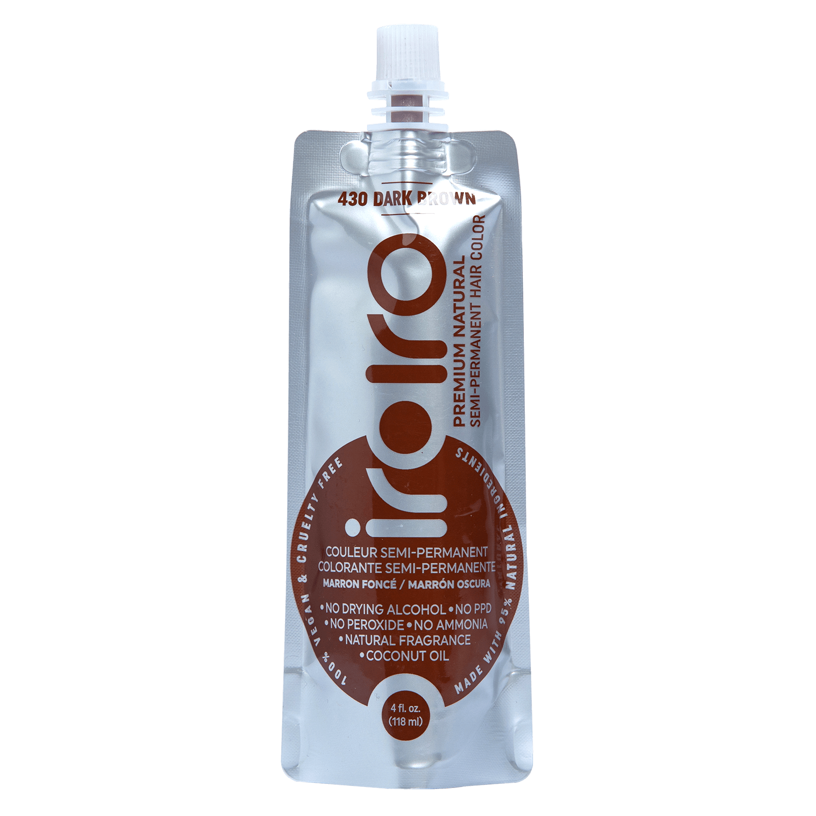 Iroiro 430 Dark Brown Premium Natural Semi Permanent Hair Color 4oz