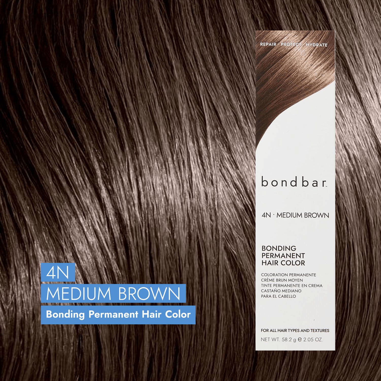 Bondbar 4N Medium Brown Bonding Permanent Crème Hair Color 2.05 Oz