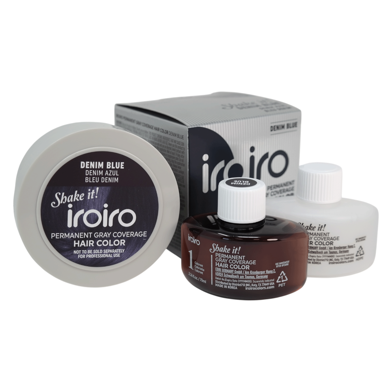 Iroiro Gray Coverage Permanent Hair Color Denim Blue 4.72 Fl Oz