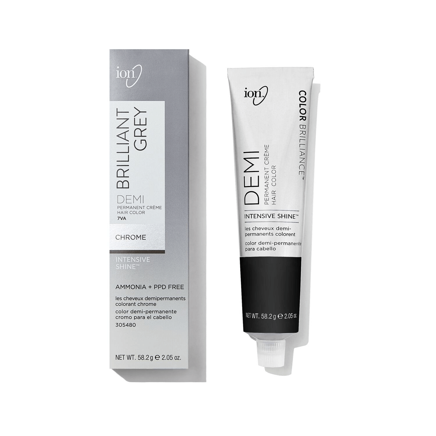 Ion Brilliant Grey 7VA Chrome Demi Permanent Crème Hair Color 2.05 Fl Oz