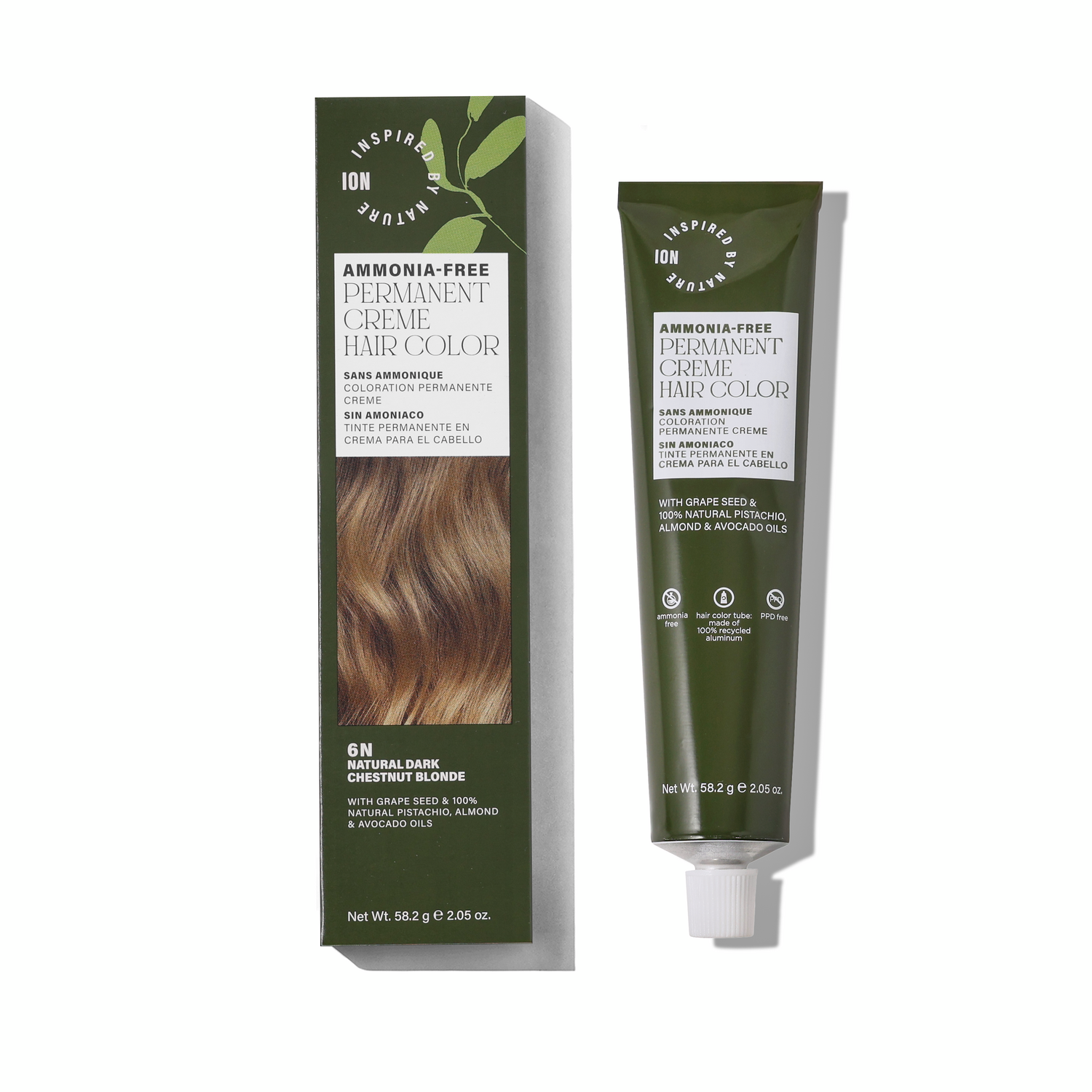 Inspired By Nature Ammonia-Free Permanent Hair Color Natural Dark Chestnut Blonde 6N 2.05 Oz - Inspired by Nature