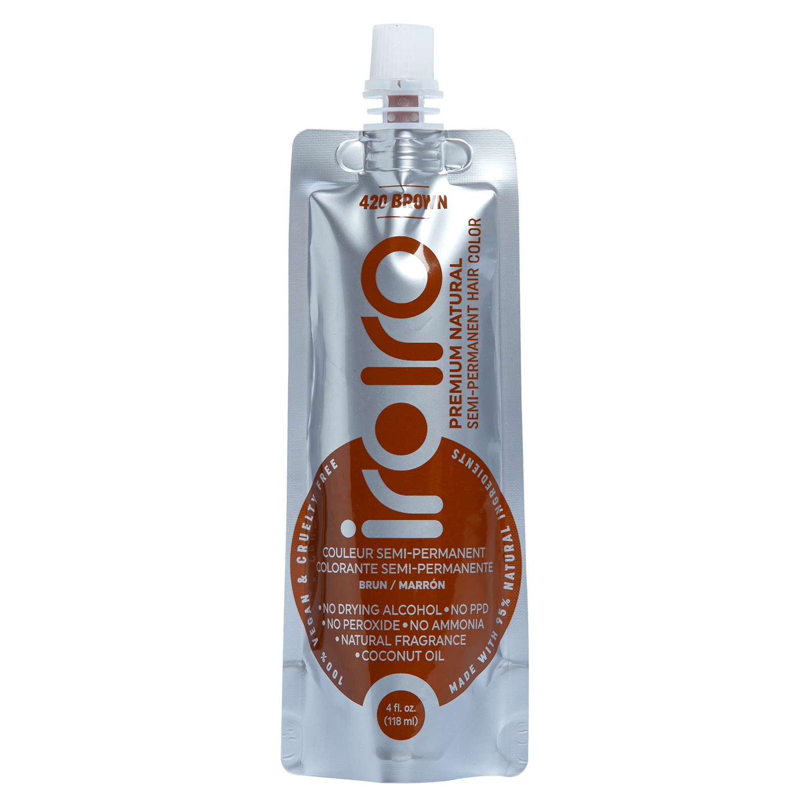 Iroiro 420 Brown Premium Natural Semi Permanent Hair Color 4oz