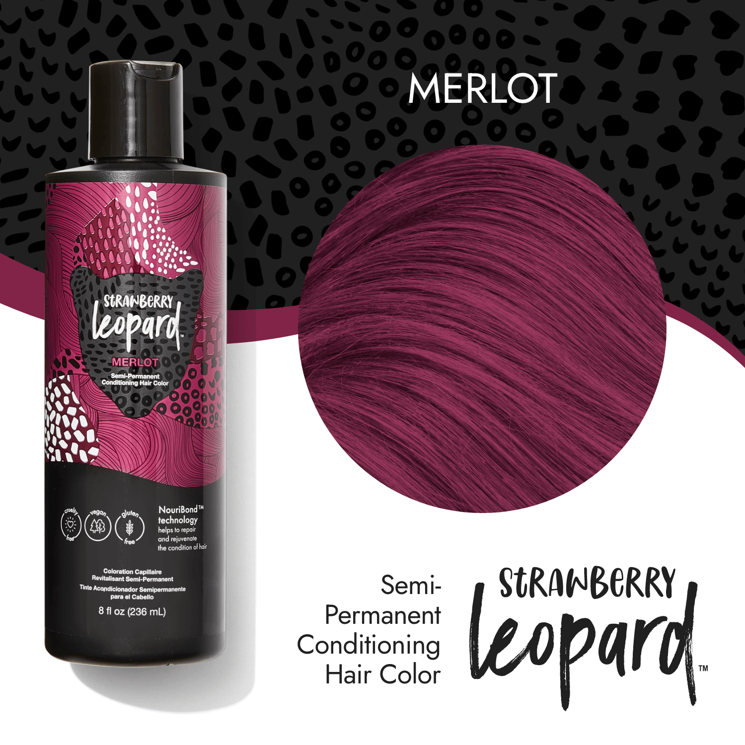 Strawberry Leopard Merlot Semi Permanent Conditioning Hair Color 8 oz