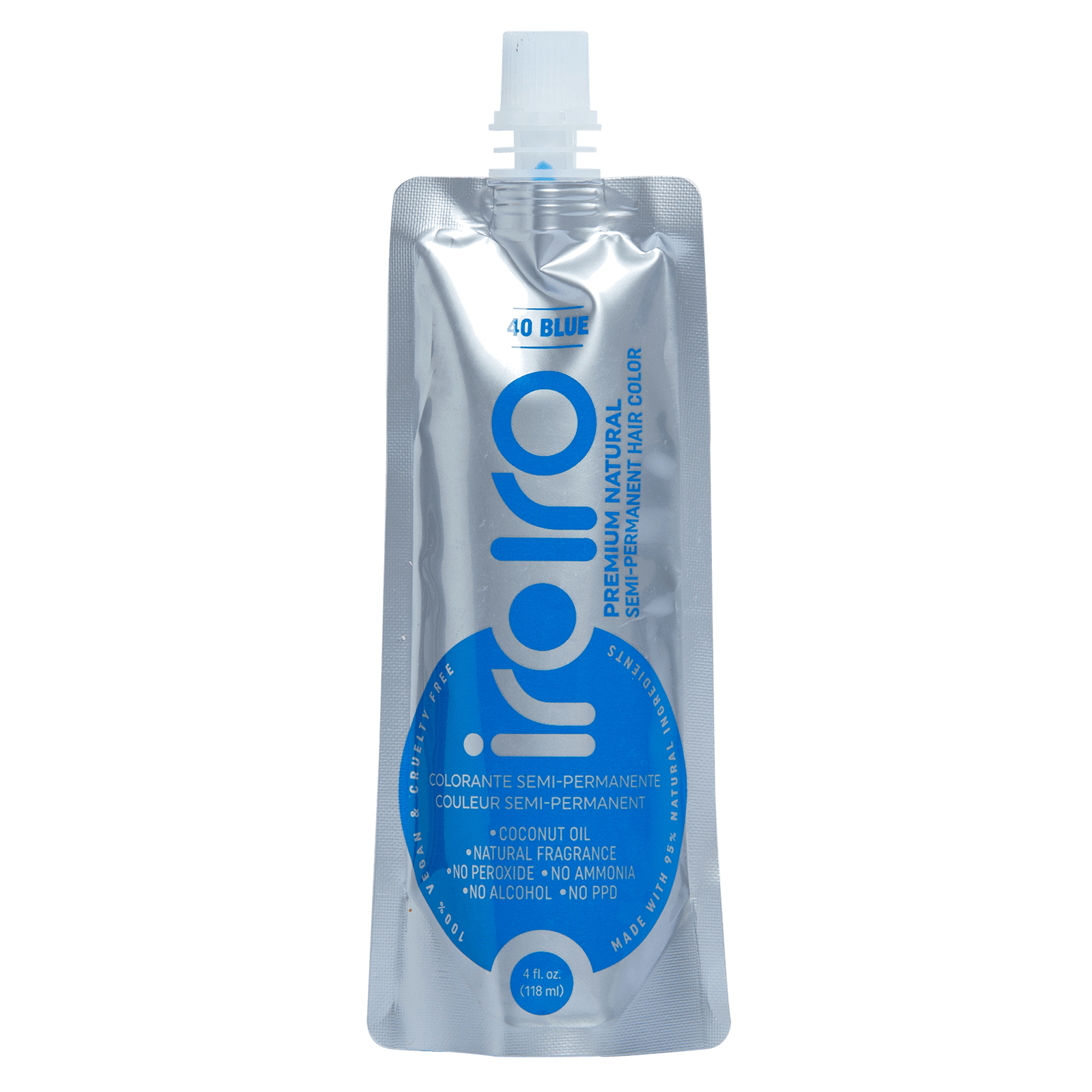 Iroiro 40 Blue Premium Natural Semi Permanent Hair Color 4oz