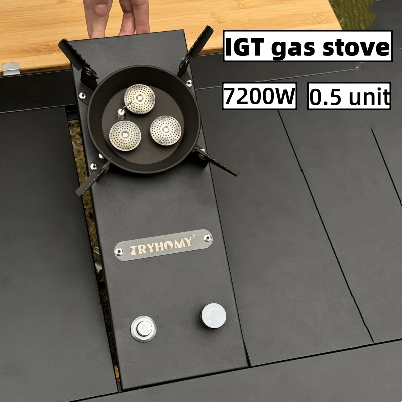 IGT Half-Unit Gasherd 7200 W High Power Edelstahl IGT Brennerplatte Klappbarer Camping Igt Gasbrenner BBQ Grill Desktop Herd Image