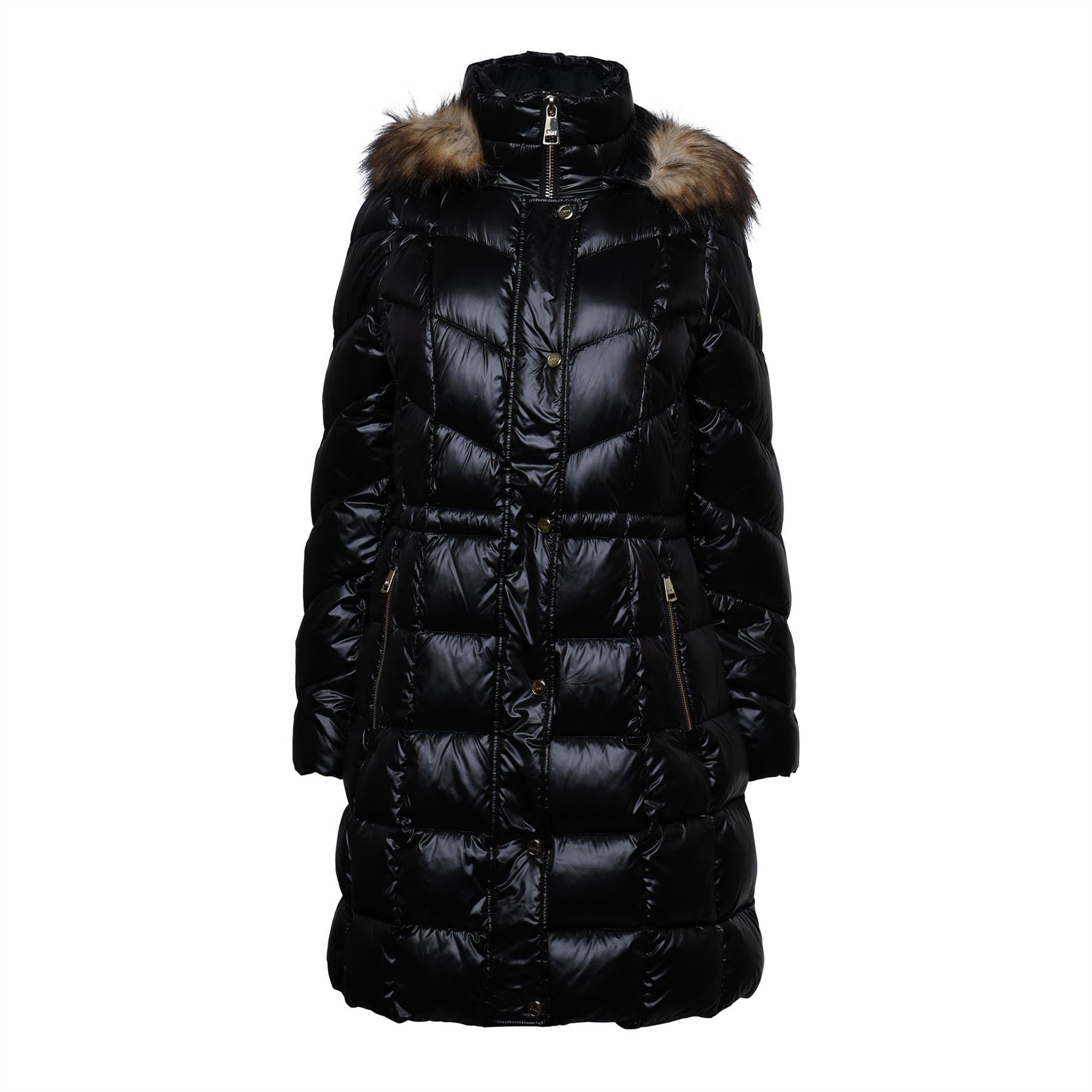 DKNY Womens Zip Front Waisted Down Jacket in Black - Size Small | DKNY Sale | Discount Designer Brands