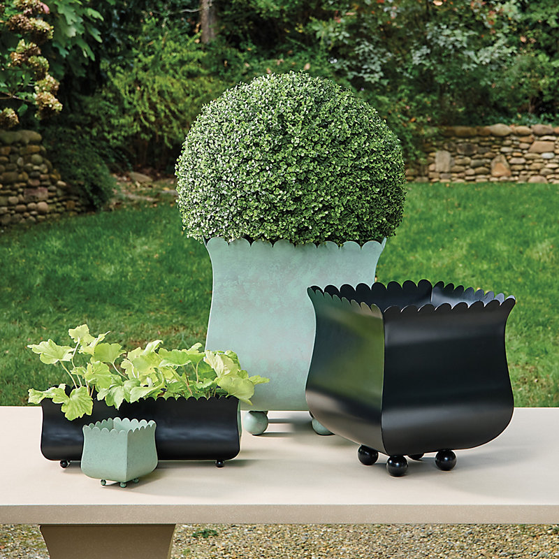 Scalloped Planter - Black Set/4 - Ballard Designs