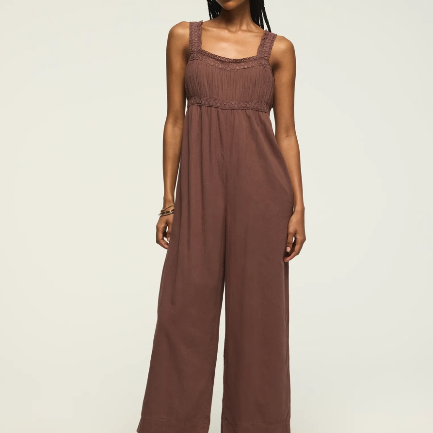Lucky Brand Lace Jumpsuit - Women's Clothing Jumpsuits Overalls in Peppercorn, Size M