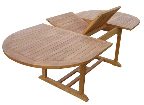 Lex Teak Tisch Gartentisch Garten ausziehbar Esstisch Teakmöbel Holztisch oval 210cm Image