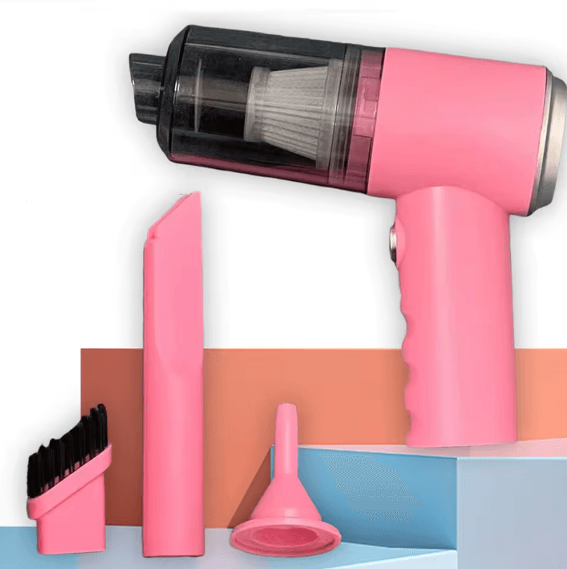 3 in 1 USB Rechargeable Mini Car And Household Vacuum Cleaner With Suction, Blowing, And Vacuuming pink