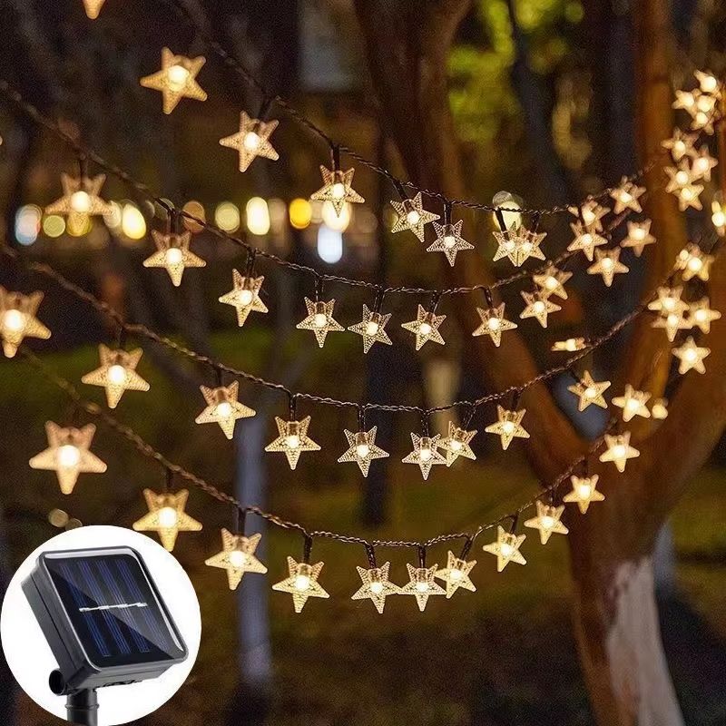 Solar Star String Lights Outdoor Weatherproof 5m 7m 12m Fairy Lights For Christmas And Garden Decor multicolour 22.97ft 50 Led