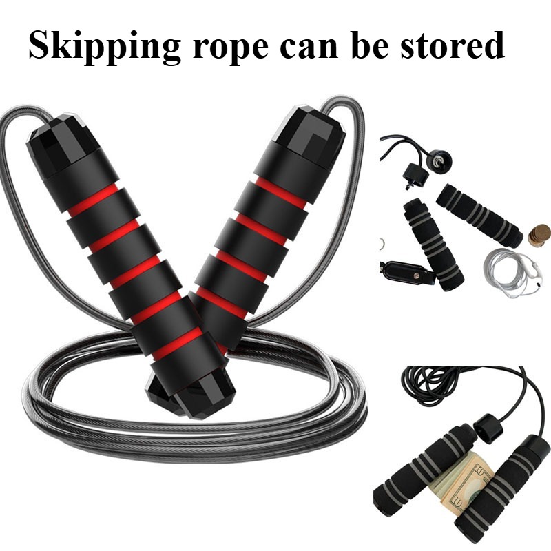 Adjustable Steel Wire Jump Rope For Fitness & Exercise Tangle Free Home Workout Equipment red