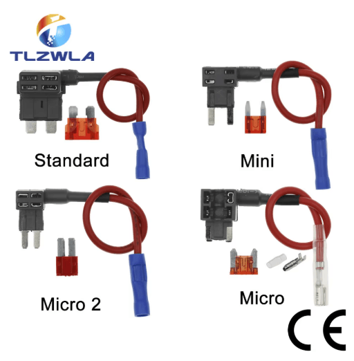 12V Add A Circuit Fuse Tap Adapter Car Fuse Holder With 10A Blade Fuse (Mini Micro Standard) yellow Clip 50a