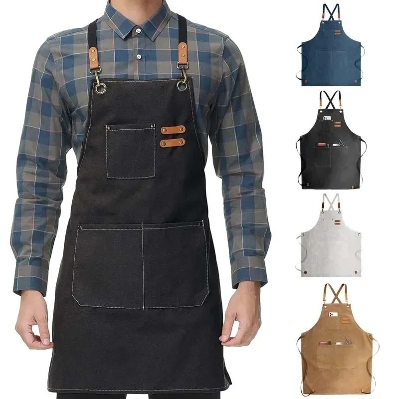 Household Canvas Apron white