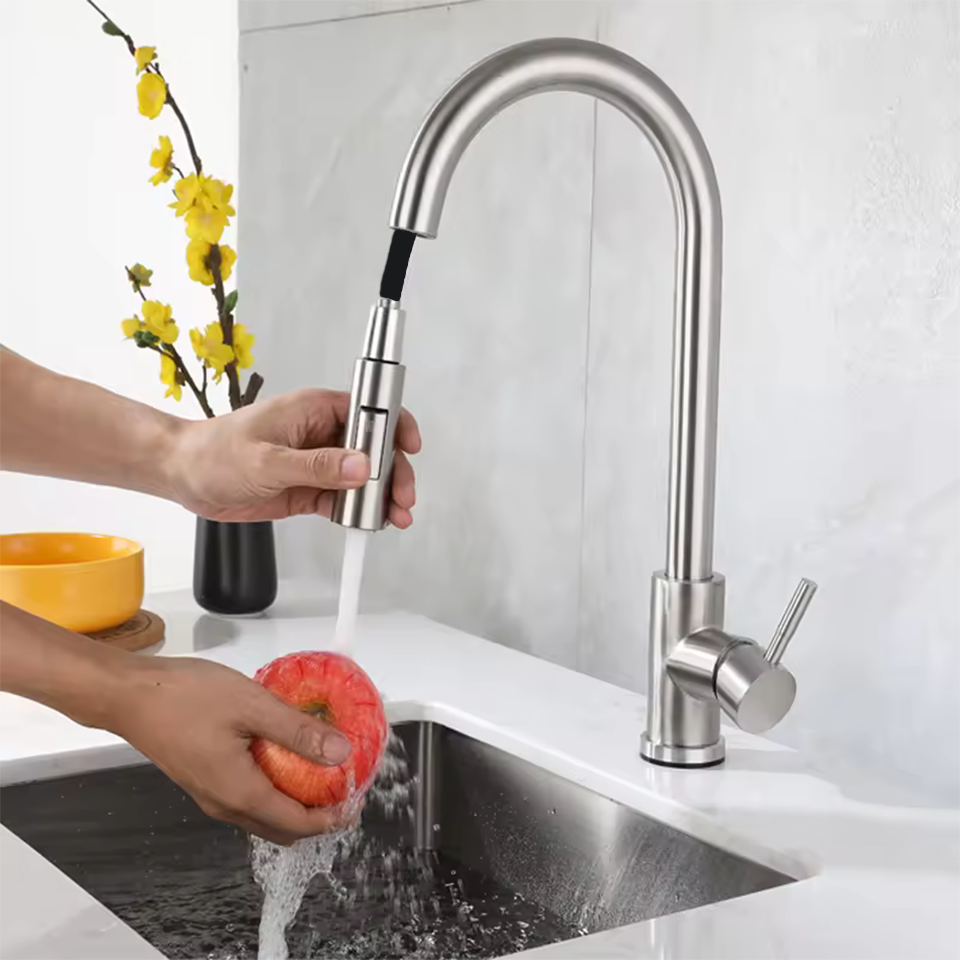 Pull out Kitchen Faucet Stainless Steel Brushed Sink Faucet Single Hole Water Faucet Pull out Kitchen Faucet Stainless Steel Brushed Sink Faucet Single Hole Water Faucet