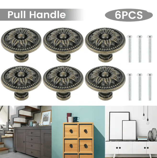 Vintage Bronze Cabinet Knobs Classic Drawer Pulls For Kitchen And Furniture 16pc Round Flat Head